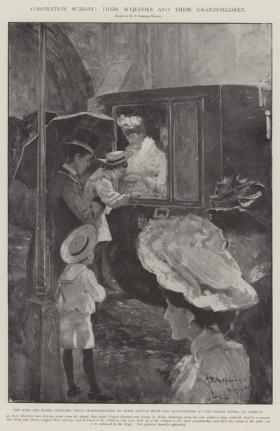 Kroningszondag, hun Majesteiten en hun kleinkinderen door Henry Charles Seppings Wright